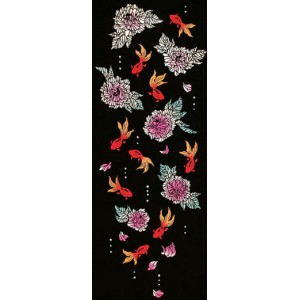 Tenugui - Goldfish and flowers