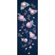 Tenugui - Poisson rouge et fleurs (bleur foncé)