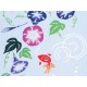 Tenugui - Goldfish and flowers (black)