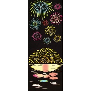 Tenugui - firework on a lake