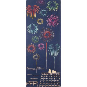 Tenugui - firework, on roofs