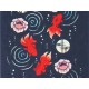 Tenugui - Goldfish and flowers (blue)