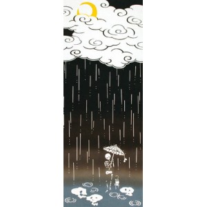 Tenugui - Squelette sous la pluie