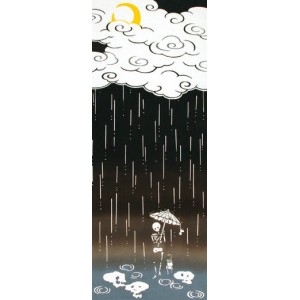 Tenugui - Skeleton under the rain