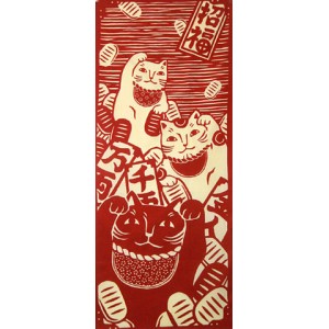 Tenugui - cats (maneki neko)